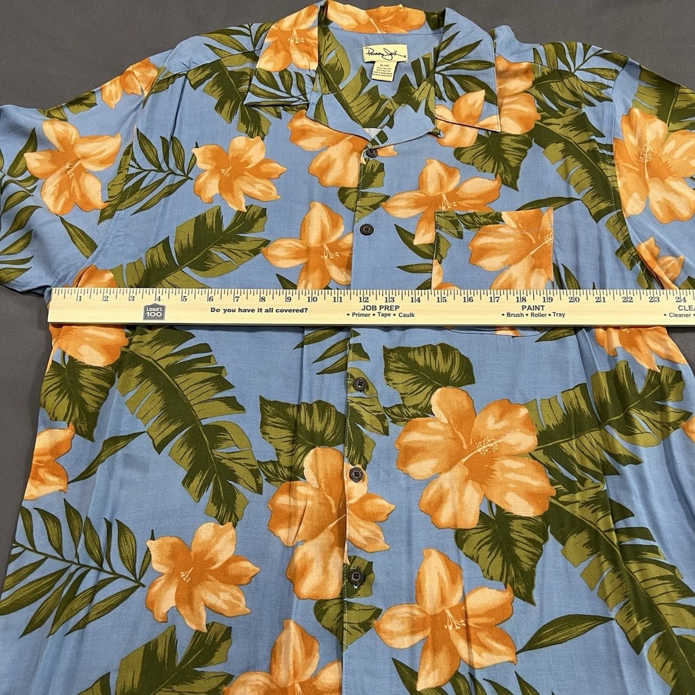 Panama Jack Hawaiian Shirt Blue/Orange Tropical Print S/S Button Men's Size XL - Picture 3 of 6